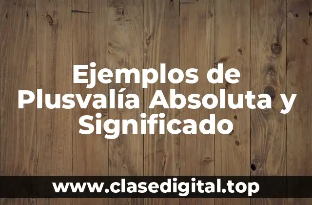 Ejemplos de Plusvalía Absoluta y Significado