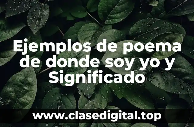 Ejemplos de poema de donde soy yo y Significado