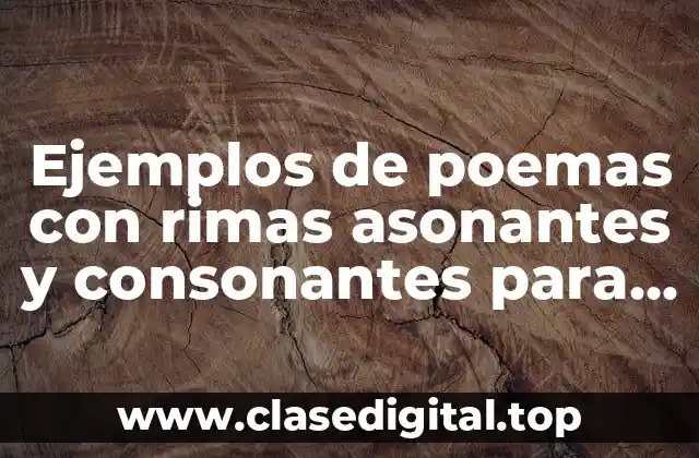 Ejemplos de poemas con rimas asonantes y consonantes para niños