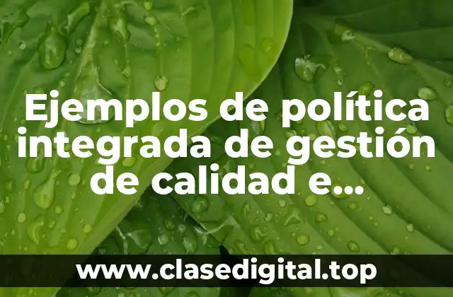 Ejemplos de política integrada de gestión de calidad e inocuidad