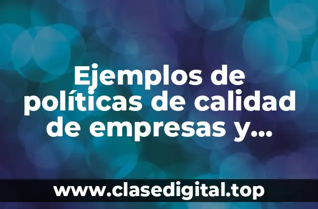 Ejemplos de políticas de calidad de empresas y Significado