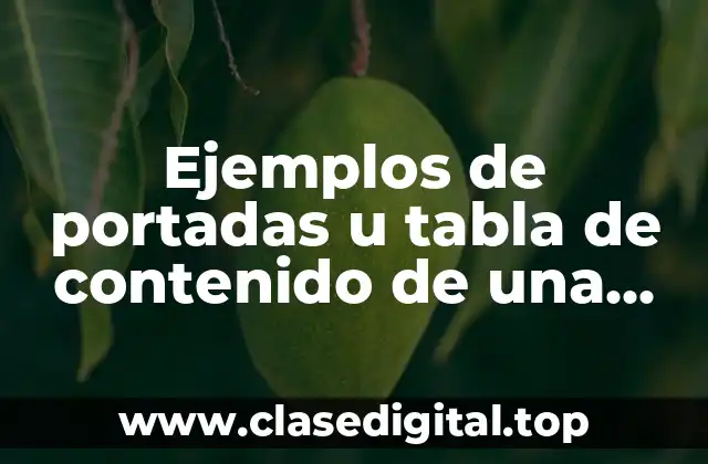 Ejemplos de portadas u tabla de contenido de una monografia