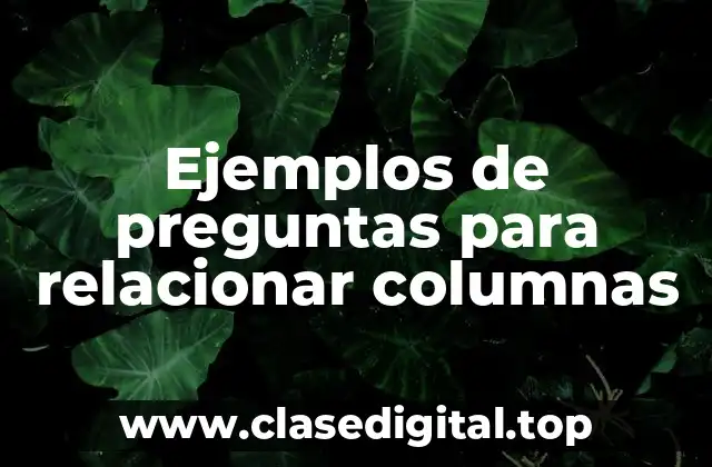 Ejemplos de preguntas para relacionar columnas