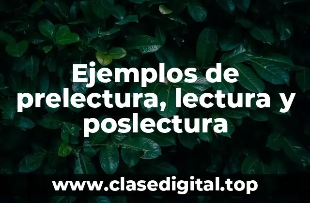 Ejemplos de prelectura, lectura y poslectura