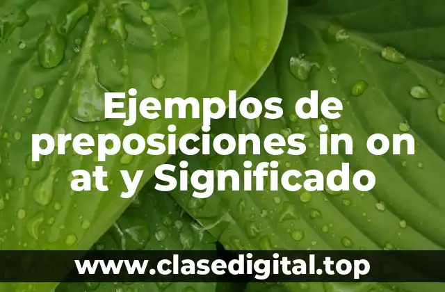 Ejemplos de preposiciones in on at y Significado