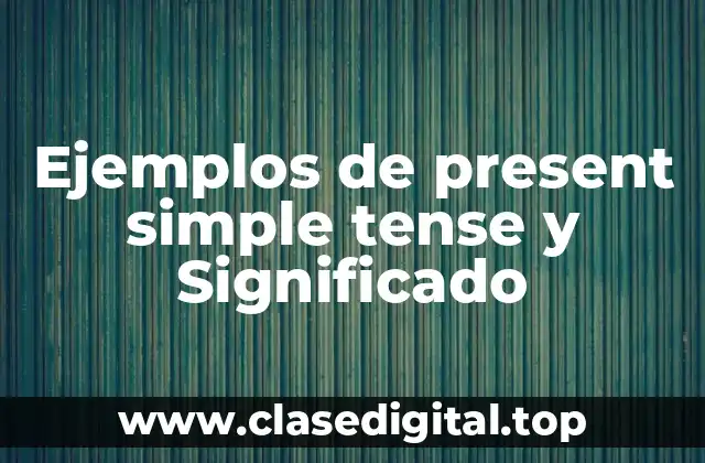 Ejemplos de present simple tense y Significado