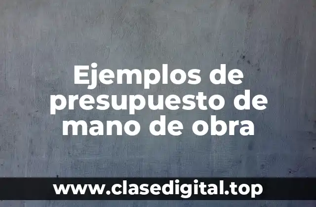 Ejemplos de presupuesto de mano de obra