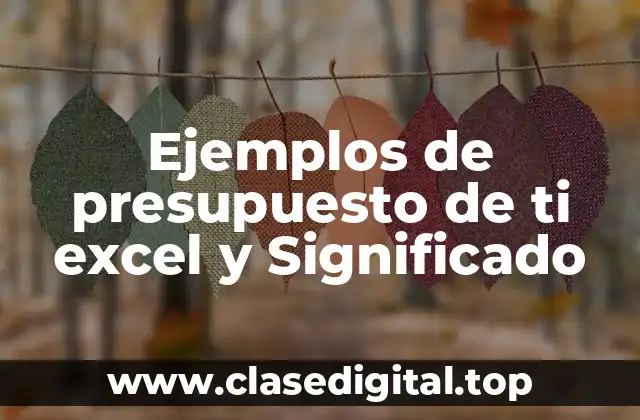 Ejemplos de presupuesto de ti excel
