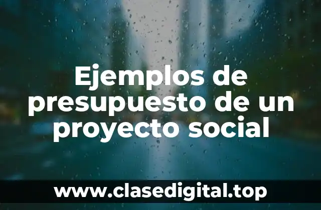 Ejemplos de presupuesto de un proyecto social