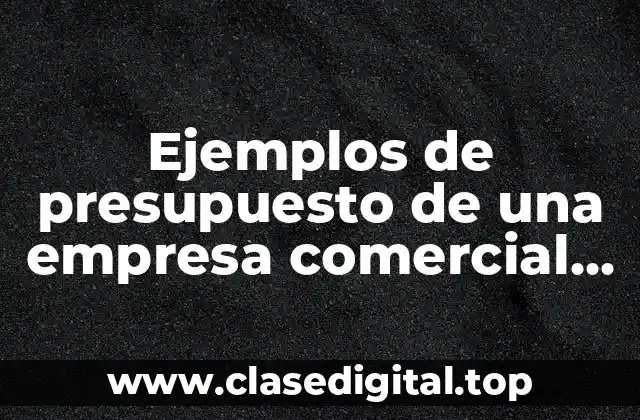 Ejemplos de presupuesto de una empresa comercial en Excel