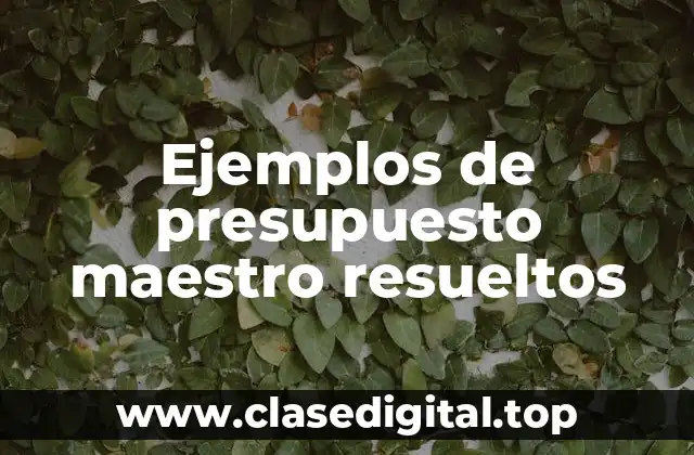 Ejemplos de presupuesto maestro resueltos