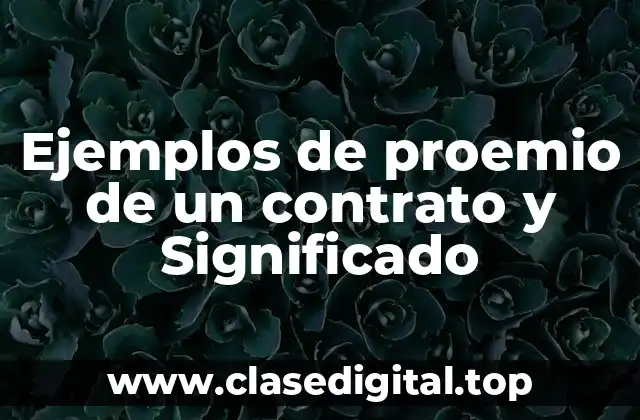 Ejemplos de proemio de un contrato y Significado