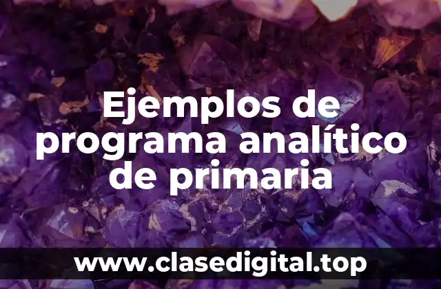 Ejemplos de programa analítico de primaria