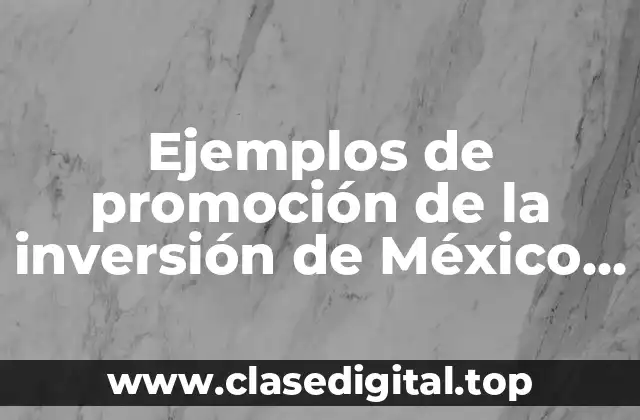 Ejemplos de promoción de la inversión de México y Significado