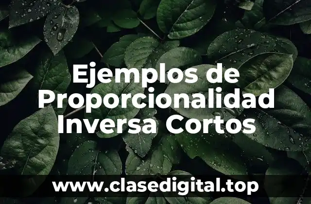 Ejemplos de Proporcionalidad Inversa Cortos