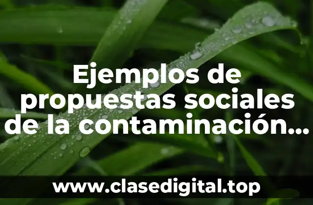 Ejemplos de propuestas sociales de la contaminación en los ríos y Significado