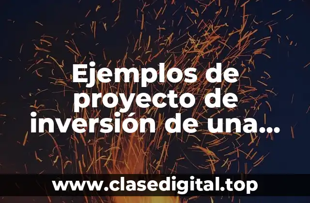 Ejemplos de proyecto de inversión de una empresa