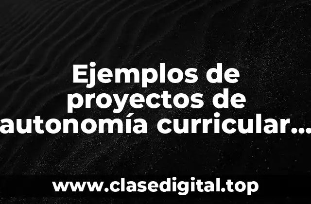 Ejemplos de proyectos de autonomía curricular y Significado