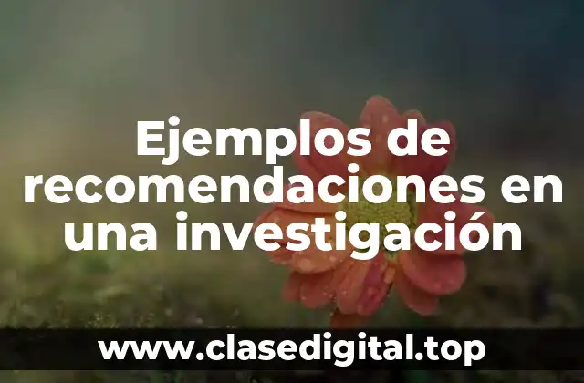 Ejemplos de recomendaciones en una investigación