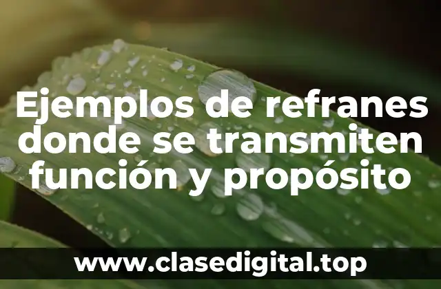 Ejemplos de refranes donde se transmiten función y propósito