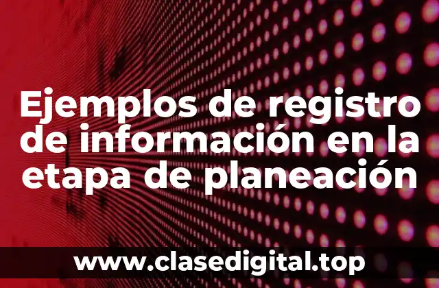 Ejemplos de registro de información en la etapa de planeación