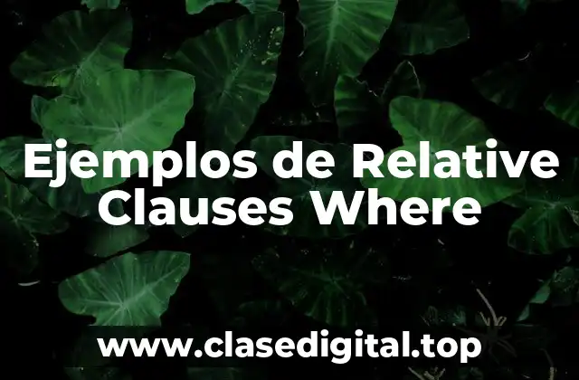 Ejemplos de Relative Clauses Where