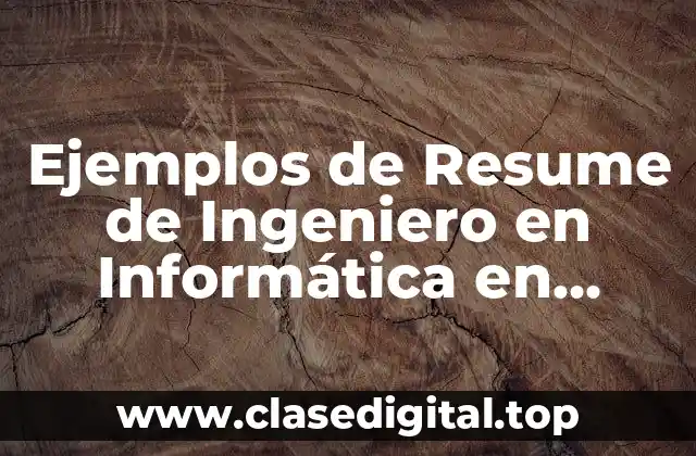 Ejemplos de Resume de Ingeniero en Informática en Inglés y Significado