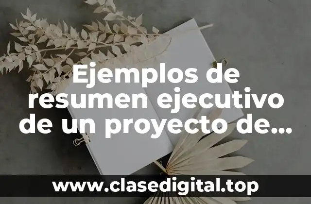 Ejemplos de resumen ejecutivo de un proyecto de investigación