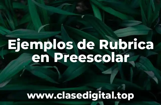 Ejemplos de Rubrica en Preescolar