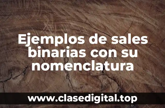 Ejemplos de sales binarias con su nomenclatura