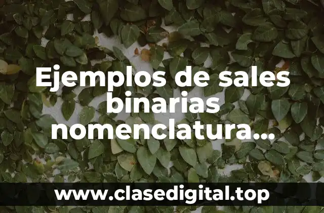 Ejemplos de sales binarias nomenclatura tradicional
