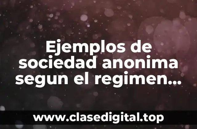 Ejemplos de sociedad anonima segun el regimen juridico