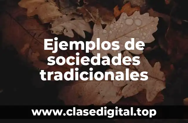 Ejemplos de sociedades tradicionales