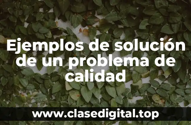 Ejemplos de solución de un problema de calidad