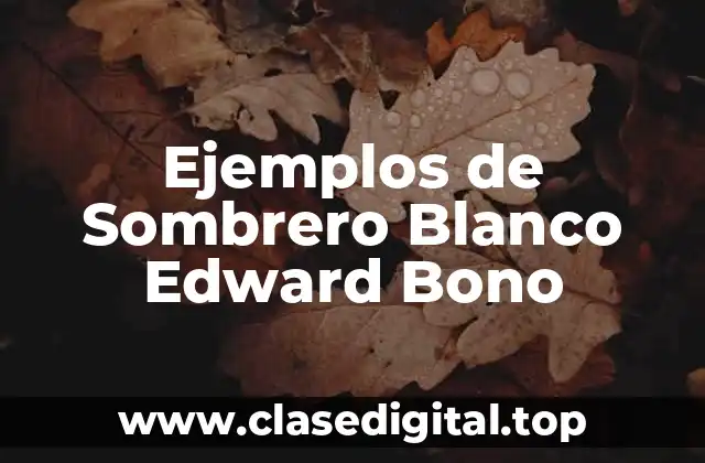 Ejemplos de Sombrero Blanco Edward Bono