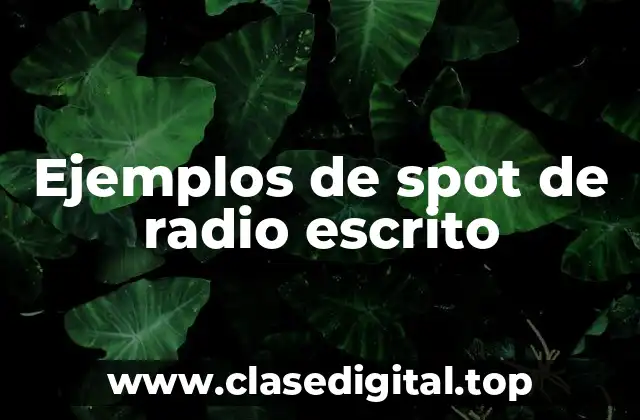 Ejemplos de spot de radio escrito
