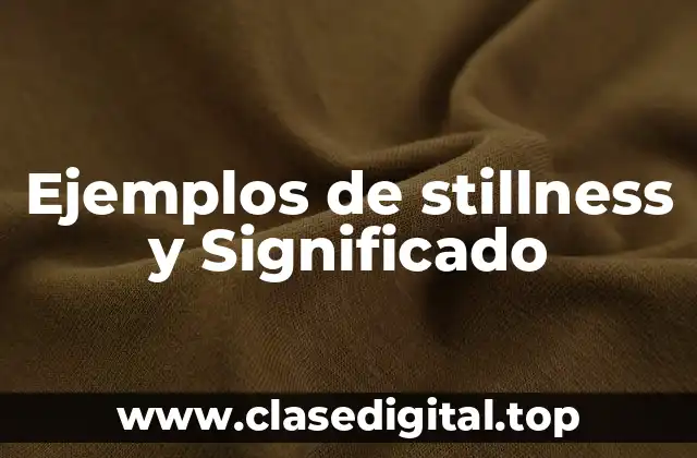 Ejemplos de stillness