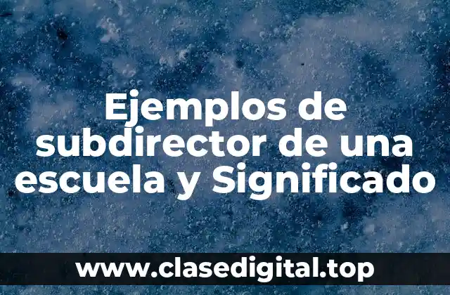 Ejemplos de subdirector de una escuela y Significado