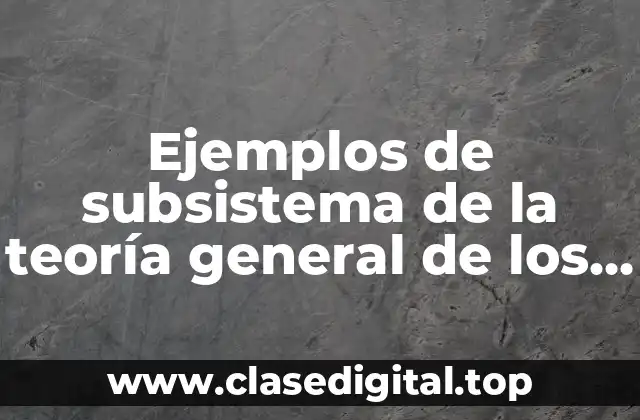 Ejemplos de subsistema de la teoría general de los sistemas