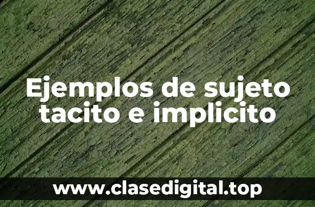 Ejemplos de sujeto tacito e implicito