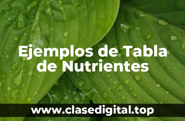 Ejemplos de la Tabla de Nutrientes