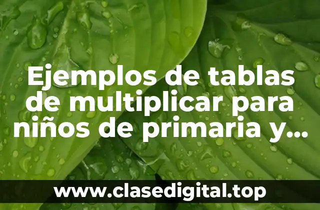 Ejemplos de tablas de multiplicar para niños de primaria y Significado