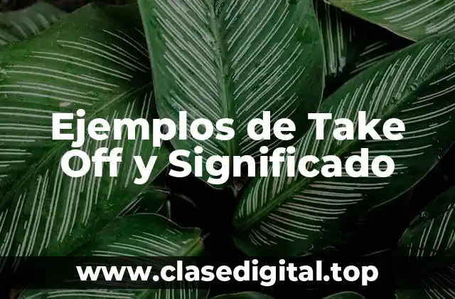 Ejemplos de Take Off y Significado