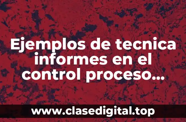 Ejemplos de tecnica informes en el control proceso administrativo
