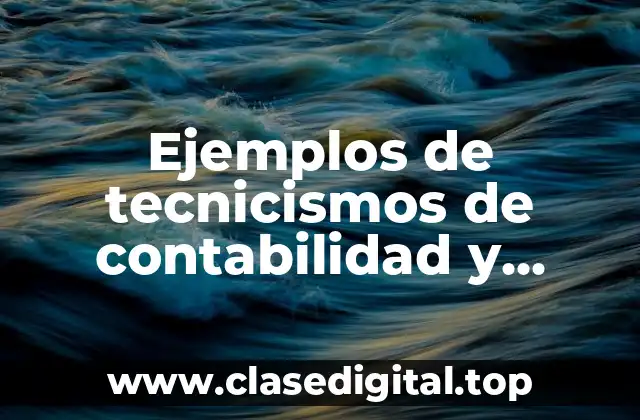 Ejemplos de tecnicismos de contabilidad y Significado