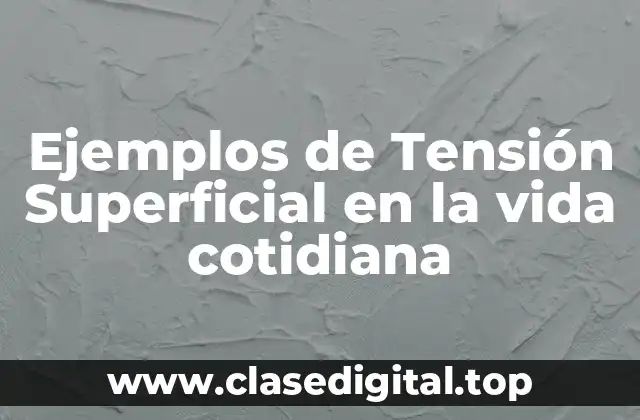 Ejemplos de Tensión Superficial en la vida cotidiana