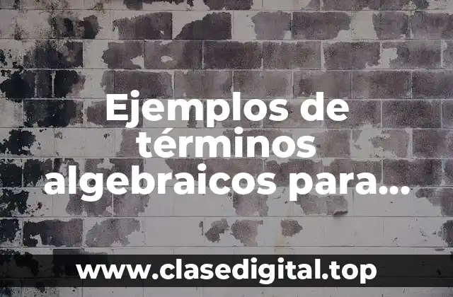 Ejemplos de términos algebraicos para primaria y Significado