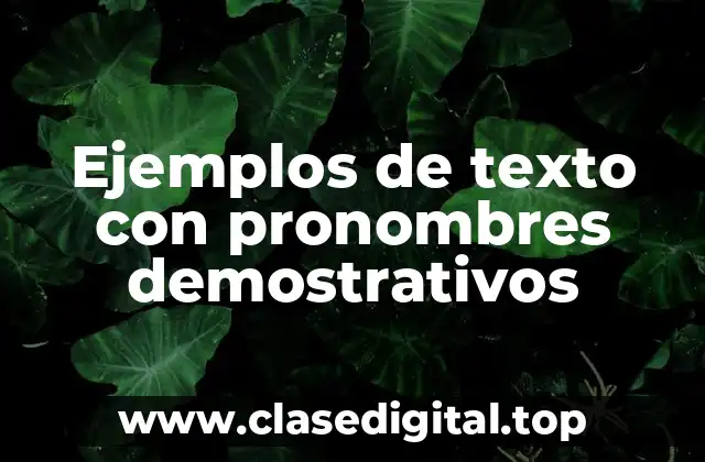 Ejemplos de texto con pronombres demostrativos