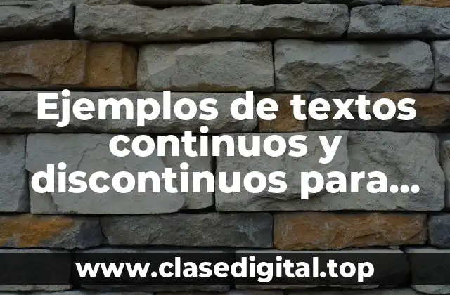 Ejemplos de textos continuos y discontinuos para primaria