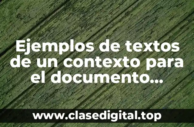 Ejemplos de textos de un contexto para el documento recepcional y Significado
